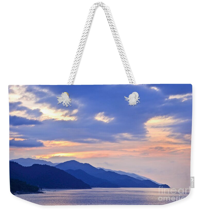 Sunset Weekender Tote Bag featuring the photograph Tropical Mexican coast at sunset by Elena Elisseeva