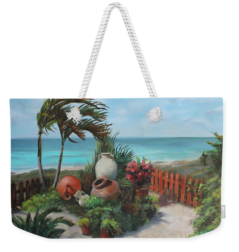 Tropics Weekender Tote Bag featuring the painting Tropical Paradise by Wendy Ray