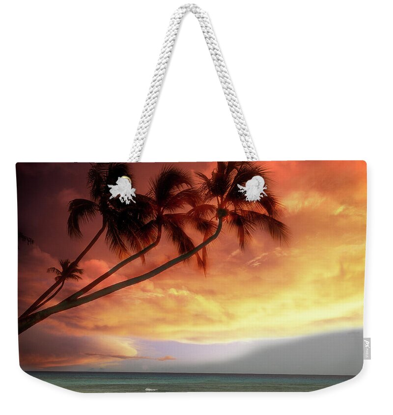 Water's Edge Weekender Tote Bag featuring the photograph Tropical Sunset by Lyle Leduc