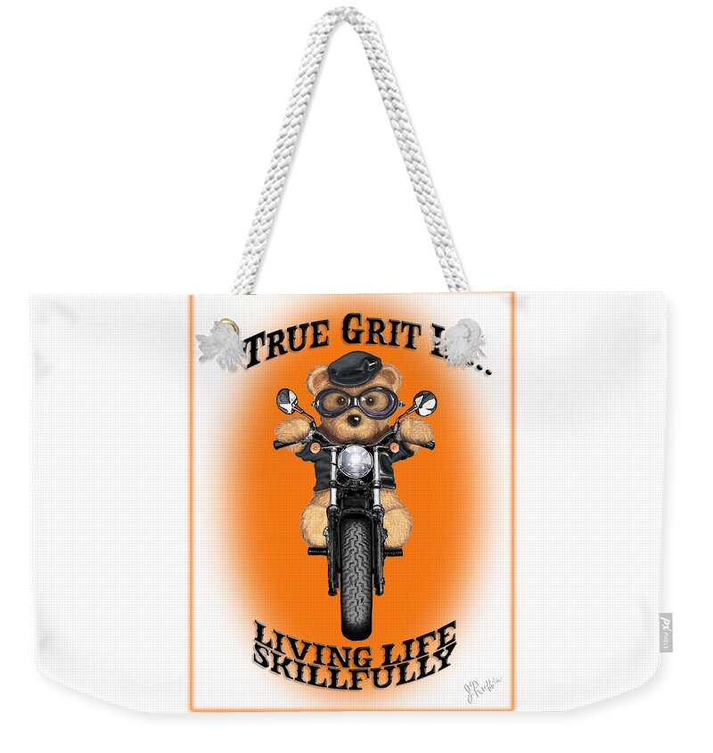 Biker Weekender Tote Bag featuring the digital art True Grit by Jerry Ruffin