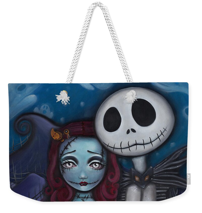 Nightmare Before Christmas Weekender Tote Bag featuring the painting True Love by Abril Andrade