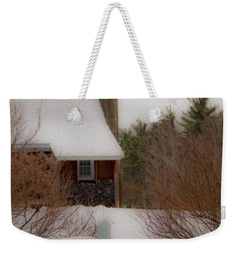 Barn Doors Weekender Tote Bag featuring the photograph Tuftonboro Farm in Snow by Brenda Jacobs