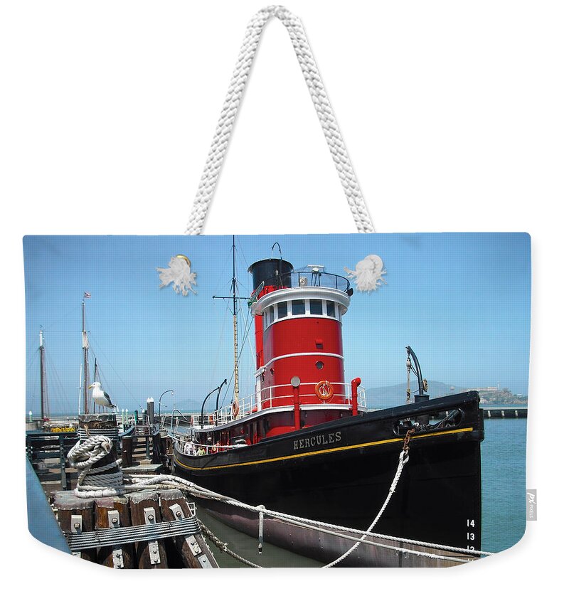 Seagull Weekender Tote Bag featuring the photograph Tug Boat by Carlos Diaz