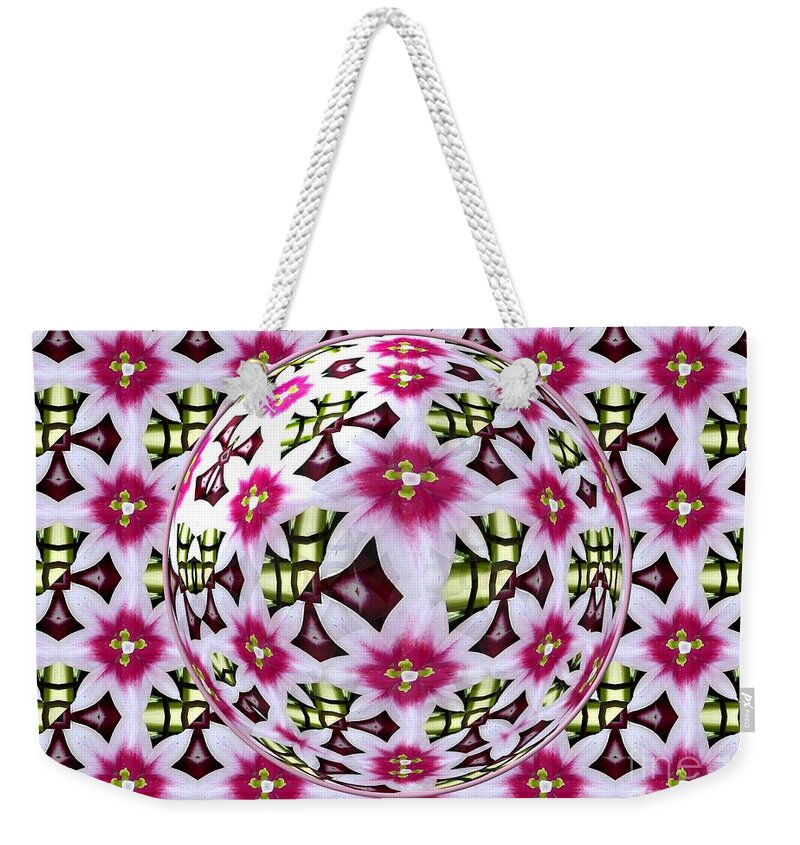 Tulip Weekender Tote Bag featuring the photograph Tulip Kaleidoscope Under Glass by Rose Santuci-Sofranko