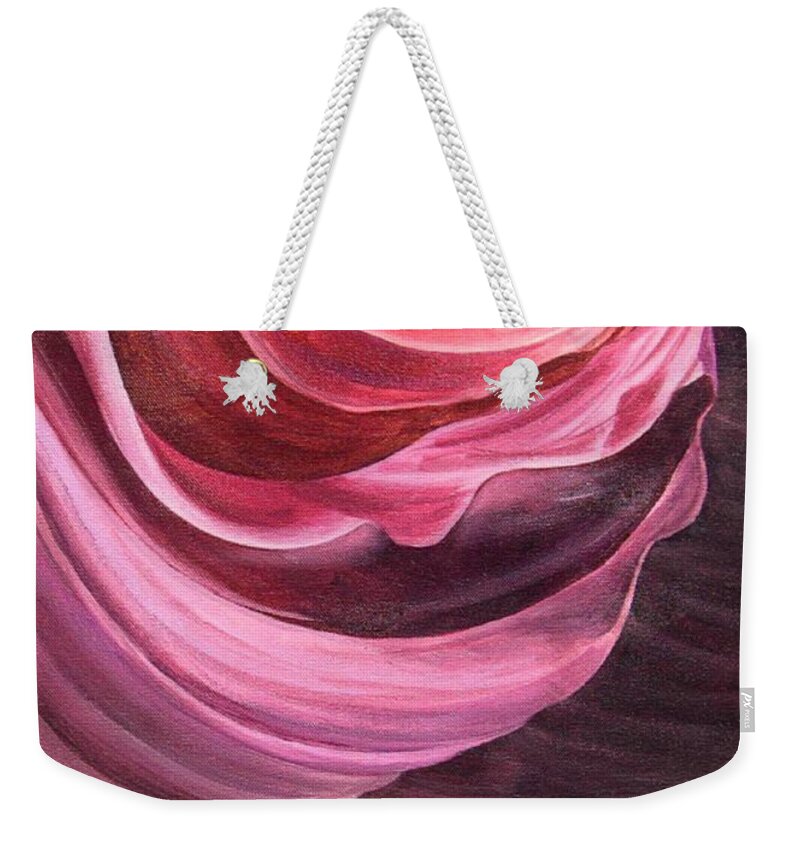 Antelope Canyon Weekender Tote Bag featuring the painting Tunnel by Lynellen Nielsen