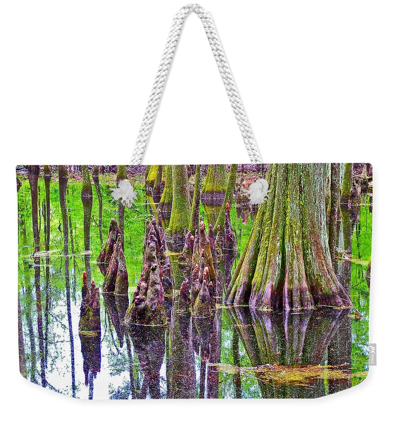 Tupelo/cypress Swamp Reflection At Mile 122 Of Natchez Trace Parkway Weekender Tote Bag featuring the photograph Tupelo/Cypress Swamp Reflection at Mile 122 of Natchez Trace Parkway-Mississippi by Ruth Hager