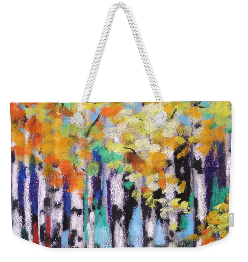 Birch Trees Weekender Tote Bag featuring the painting Turning Birches by John Williams