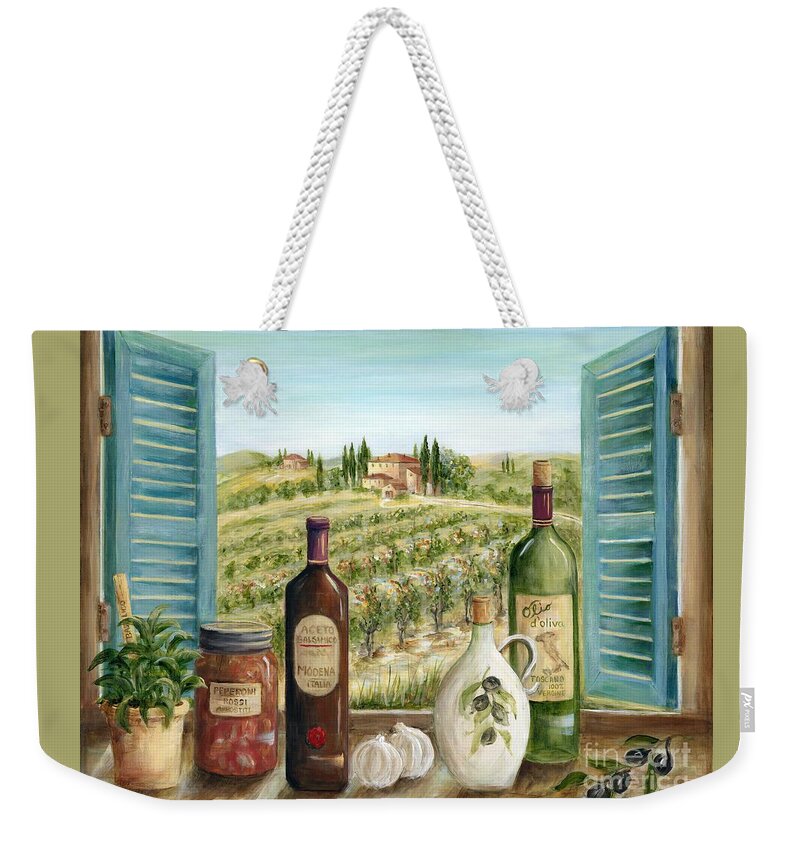 Tuscany Weekender Tote Bag featuring the painting Tuscan Delights by Marilyn Dunlap