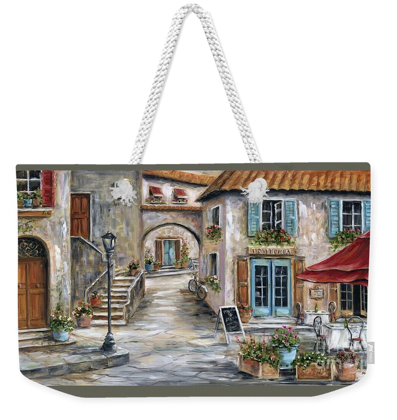 Tuscany Weekender Tote Bag featuring the painting Tuscan Street Scene by Marilyn Dunlap