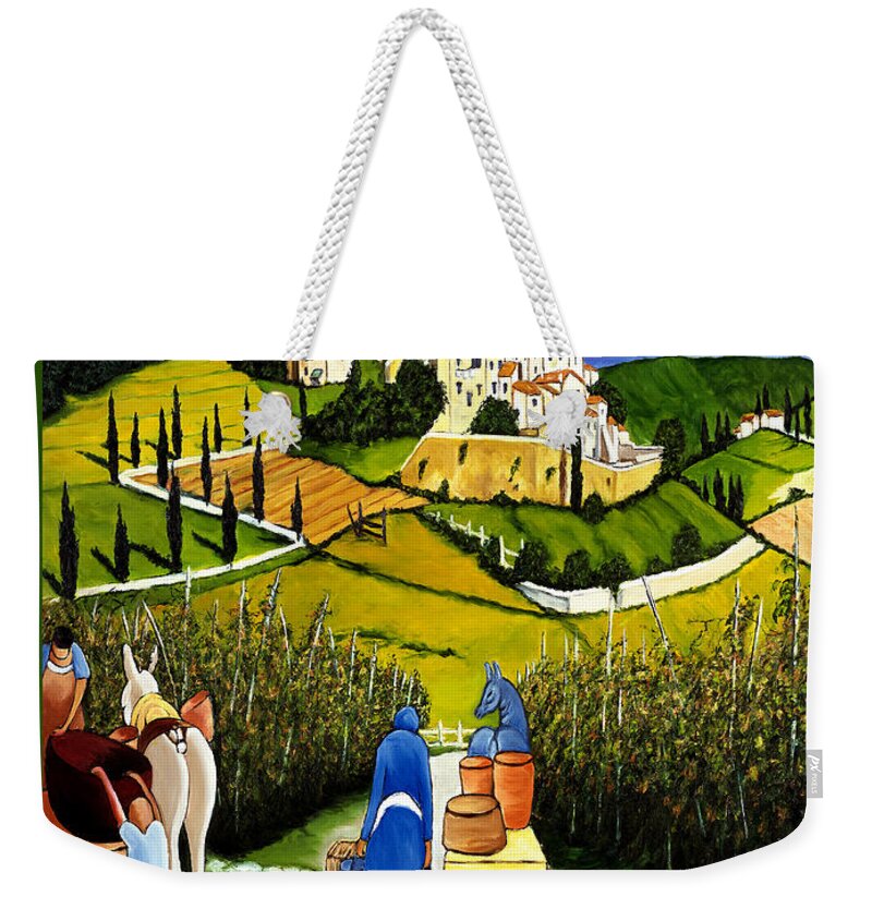Fine Art Print Weekender Tote Bag featuring the painting Tuscany Wine Poster Art Print by William Cain