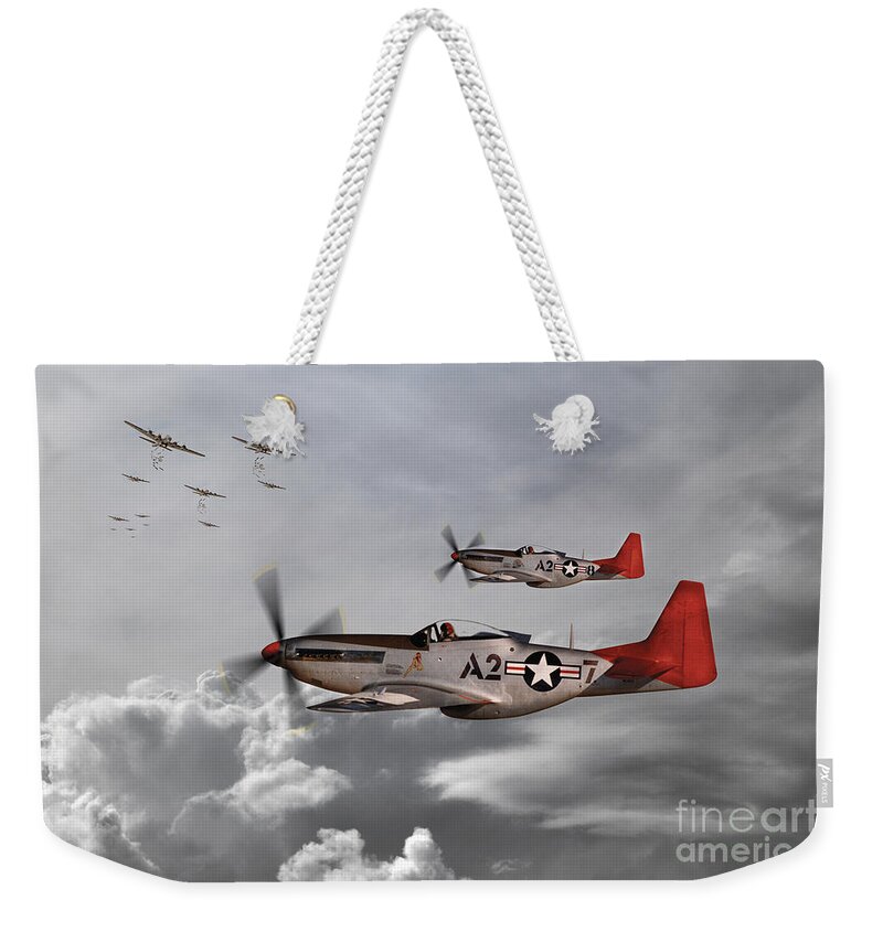 P51 Weekender Tote Bag featuring the digital art Tuskegee Airmen by Airpower Art