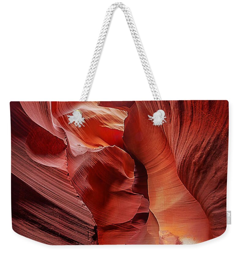 Antelope Canyon Weekender Tote Bag featuring the photograph Twisted Rock by Jason Chu