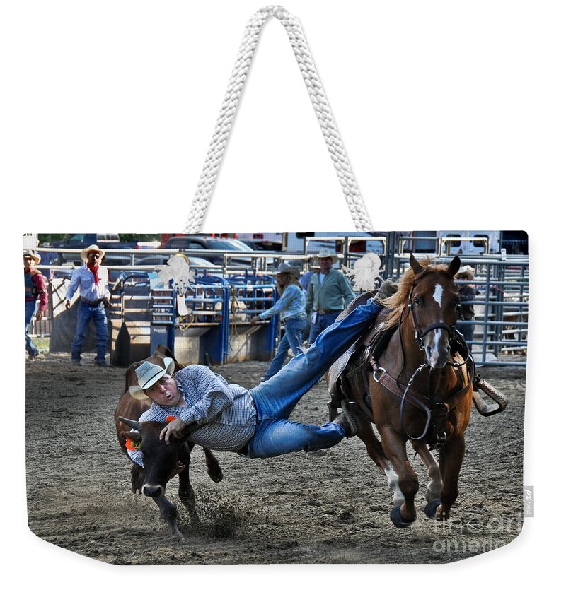 Cowboy Weekender Tote Bag featuring the photograph Twisting Horns by Gary Keesler