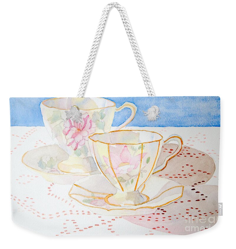 Tea Weekender Tote Bag featuring the painting Two for Tea by Laurel Best