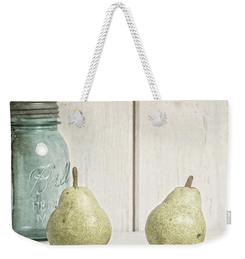 Pear Weekender Tote Bag featuring the photograph Two Pear Still Life by Edward Fielding