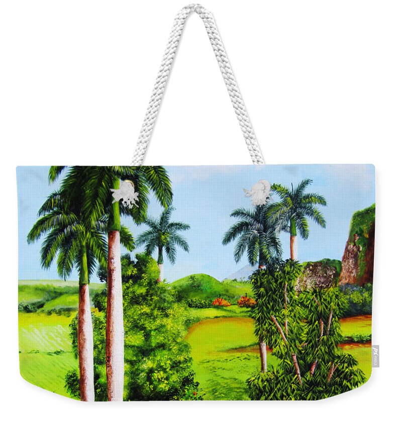 Matanzas Weekender Tote Bag featuring the painting Typical country Cuban landscape by Dominica Alcantara