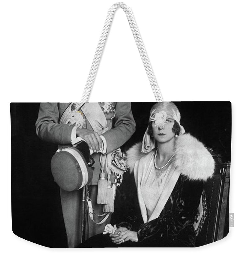 1930 Weekender Tote Bag featuring the photograph Umberto II And Marie Jose by Granger
