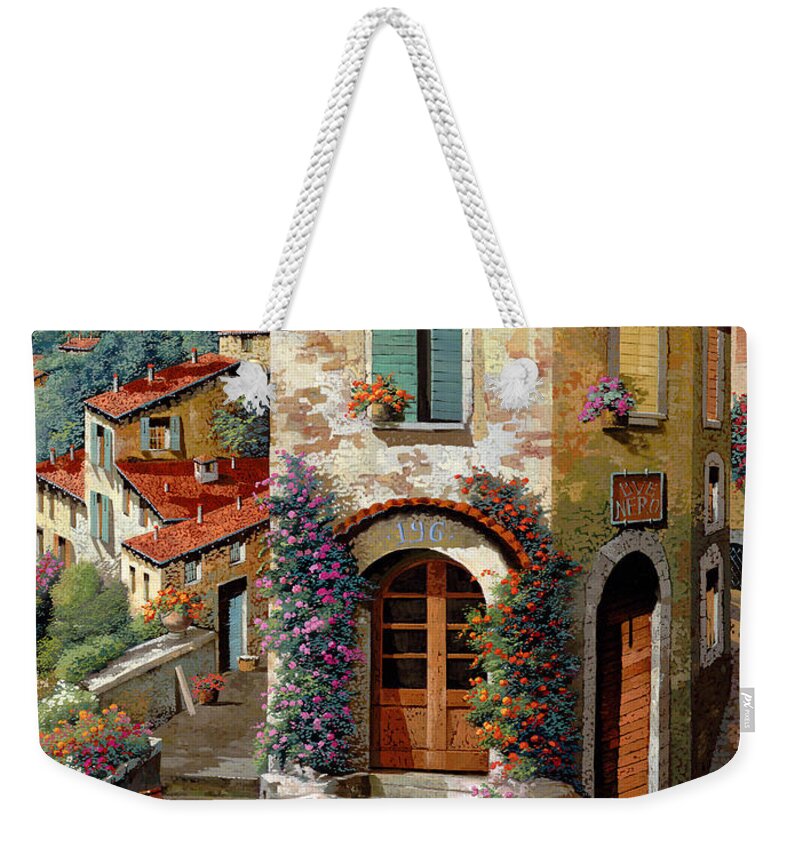 Light Green Sky Weekender Tote Bag featuring the painting Un Cielo Verdolino by Guido Borelli