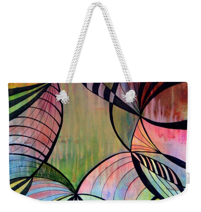 Stained Glass Weekender Tote Bag featuring the painting Un Stained Glass by Lynellen Nielsen