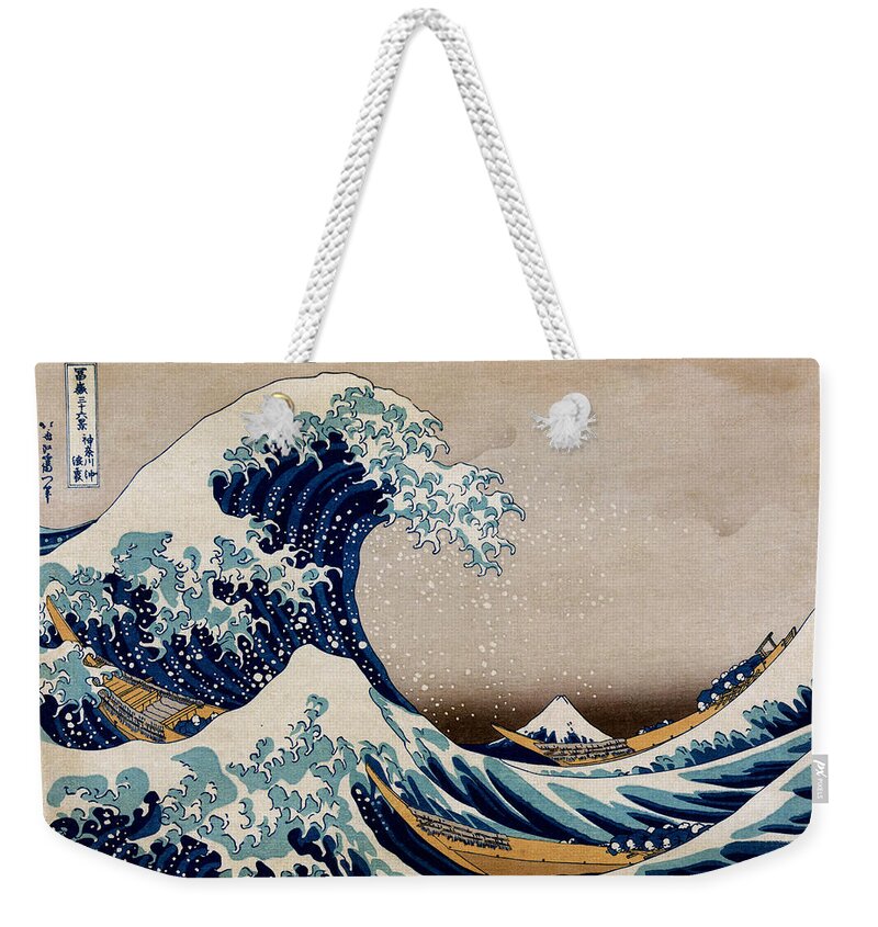 Kanagawa Weekender Tote Bag featuring the digital art Under the Great Wave Off Kanagawa by Georgia Fowler