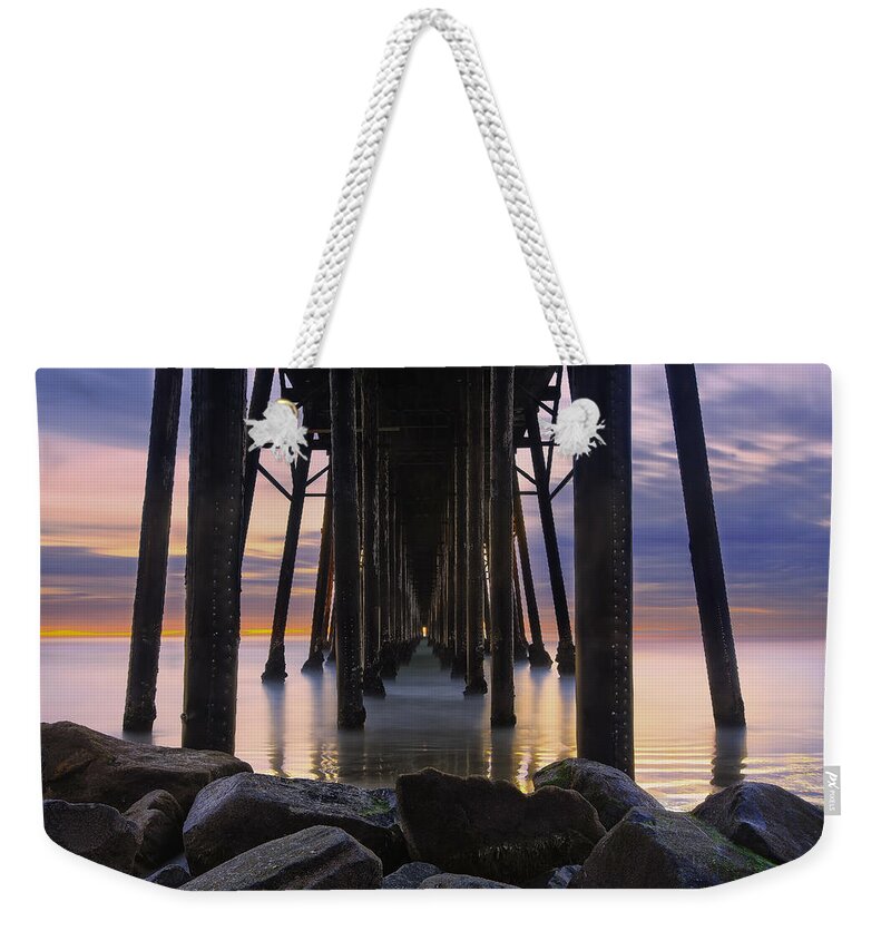 Ocean Weekender Tote Bag featuring the photograph Under the Oceanside Pier by Larry Marshall