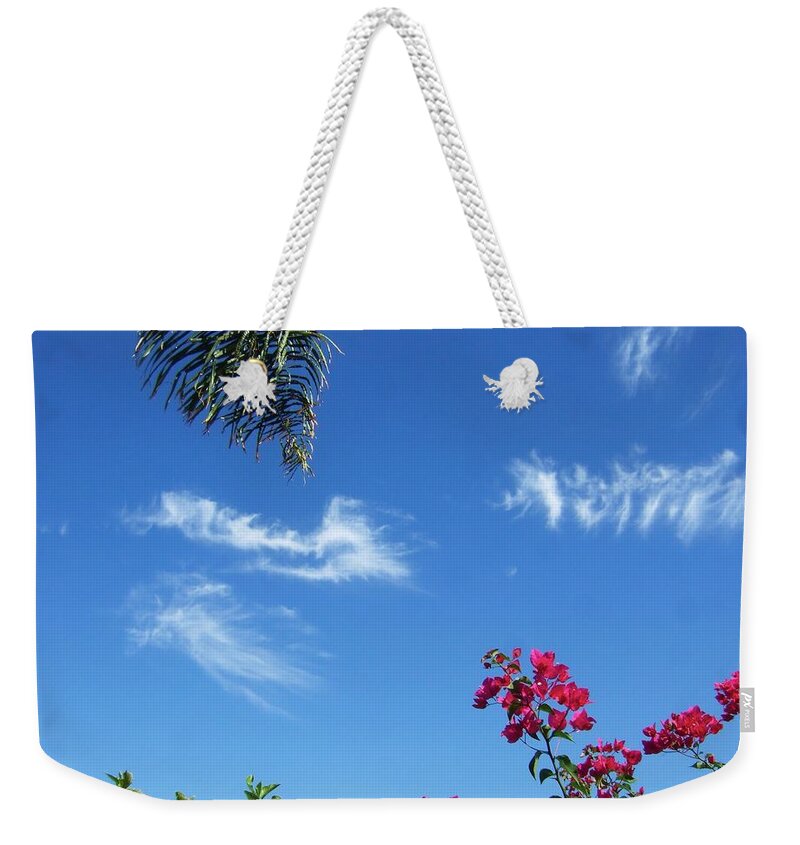 Bouganvillia Weekender Tote Bag featuring the photograph Under the Palms by Steve Ondrus