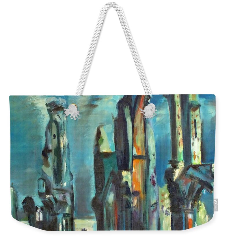 Underwater Weekender Tote Bag featuring the painting Underwater Cathedral by Chris by Duane McCullough