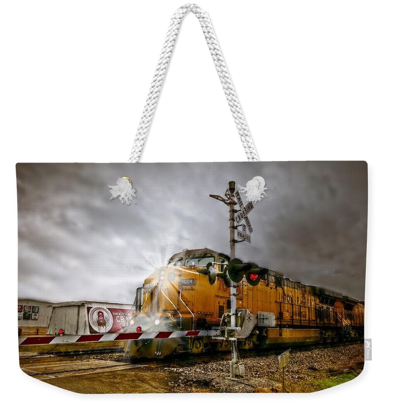 Up 7064 Weekender Tote Bag featuring the digital art Union Pacific 7064 by Linda Unger
