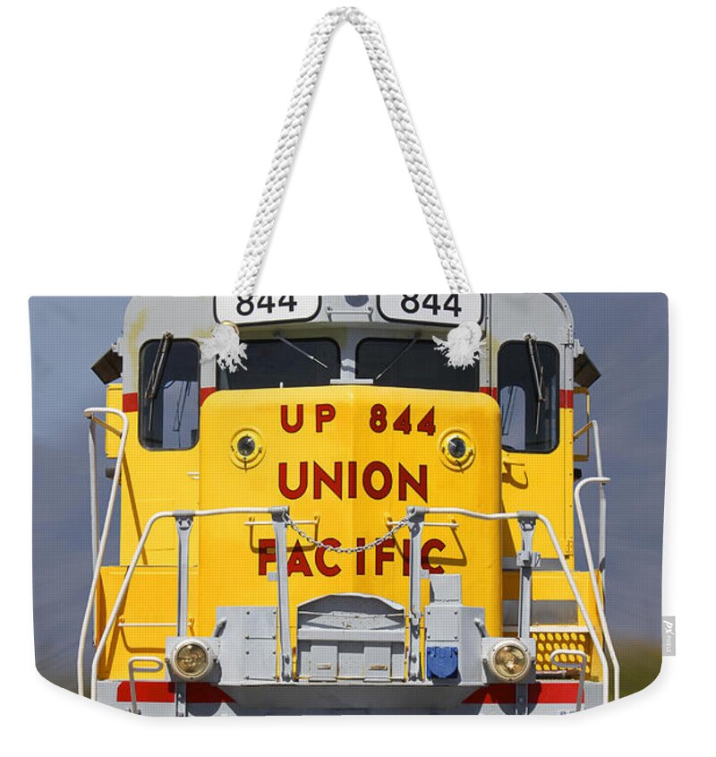 Transportation Weekender Tote Bag featuring the photograph Union Pacific 844 on the Move by Mike McGlothlen