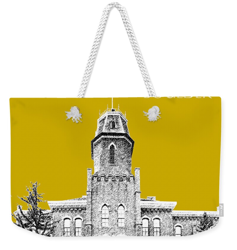 University Weekender Tote Bag featuring the digital art University of Colorado Boulder - Gold by DB Artist