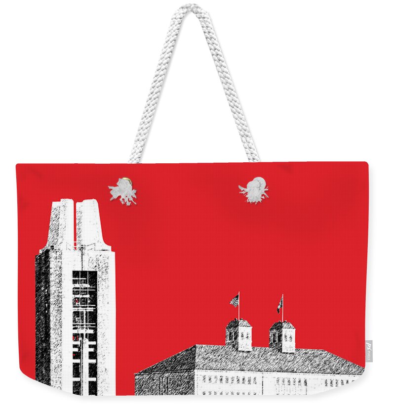 University Weekender Tote Bag featuring the digital art University of Kansas - Red by DB Artist
