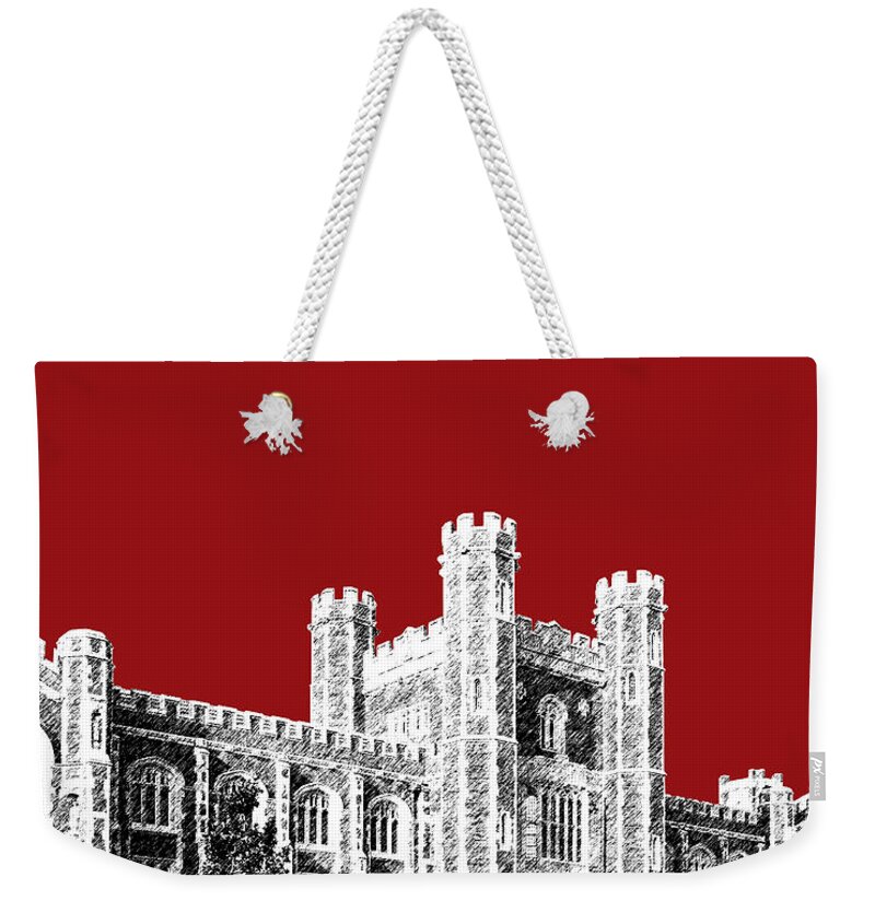 University Weekender Tote Bag featuring the digital art University of Oklahoma - Dark Red by DB Artist