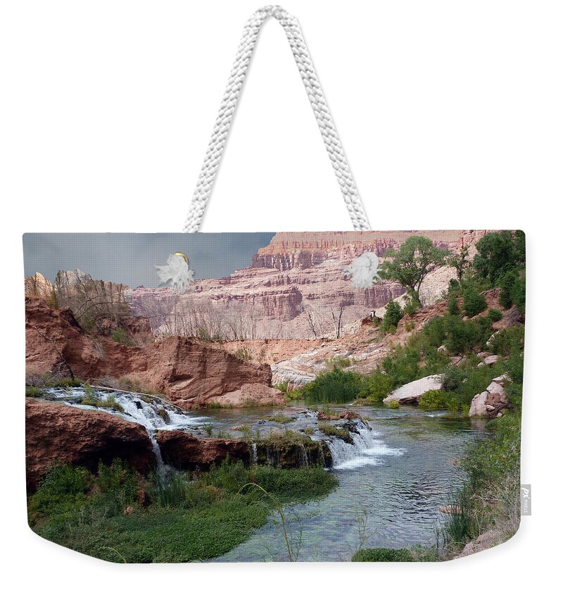 Navajo Weekender Tote Bag featuring the photograph Unspoiled Waterfall by Alan Socolik