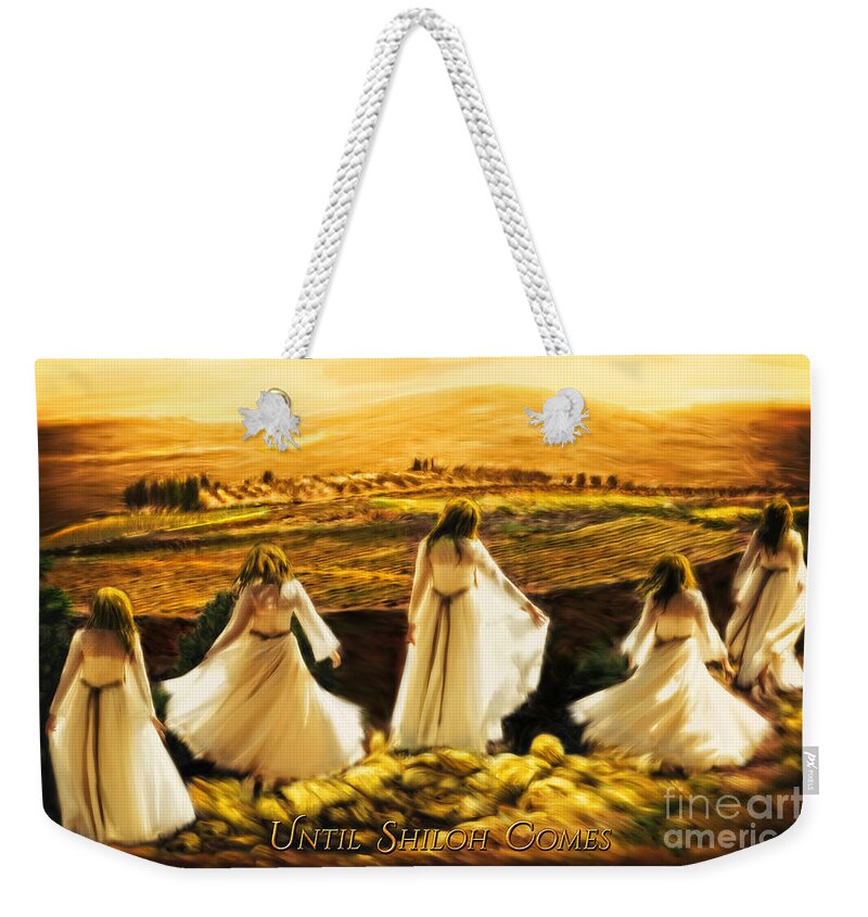 Shiloh Prophetic Art Weekender Tote Bag featuring the digital art Until Shiloh Comes by Constance Woods