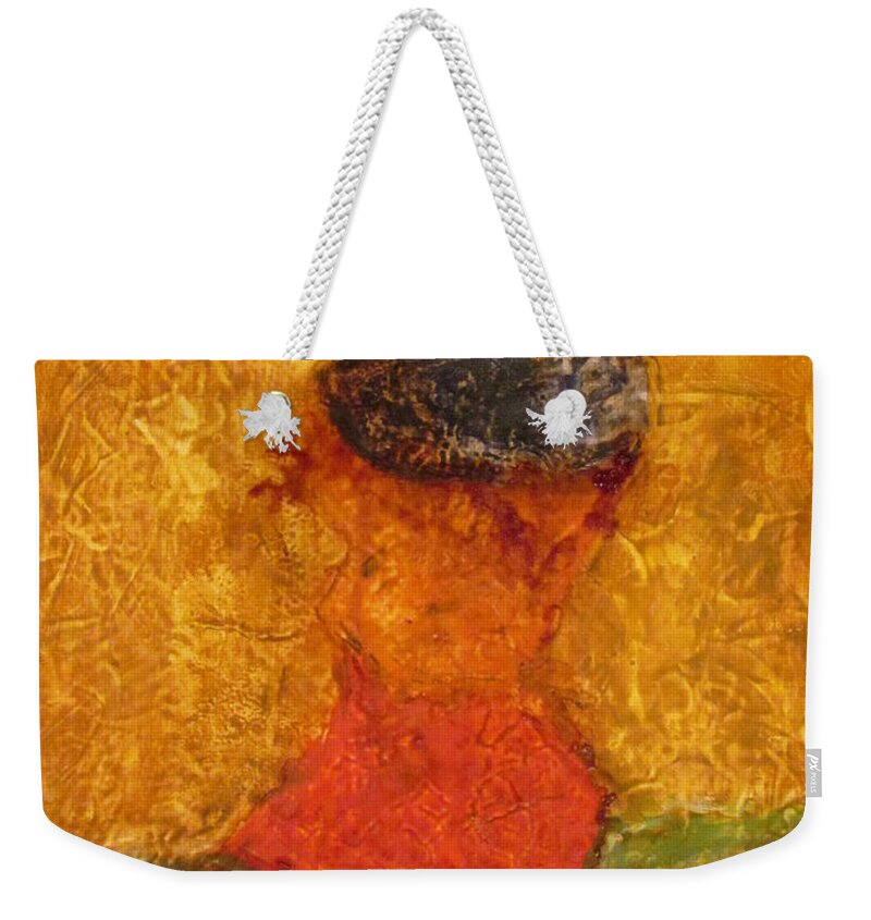 Orange Weekender Tote Bag featuring the painting Untitled by Shea Holliman