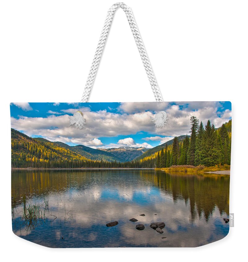 Landscape Weekender Tote Bag featuring the photograph Upper Whitefish Lake by Brenda Jacobs