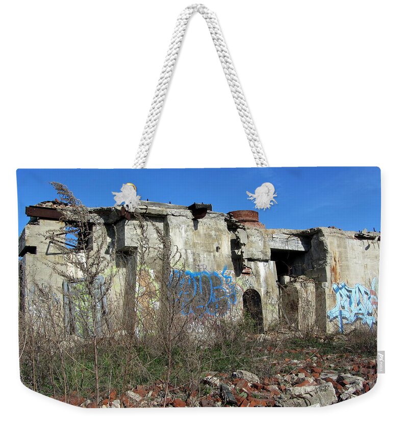 Urban Weekender Tote Bag featuring the photograph Urban Decay Solvay Ruins 7 by Anita Burgermeister