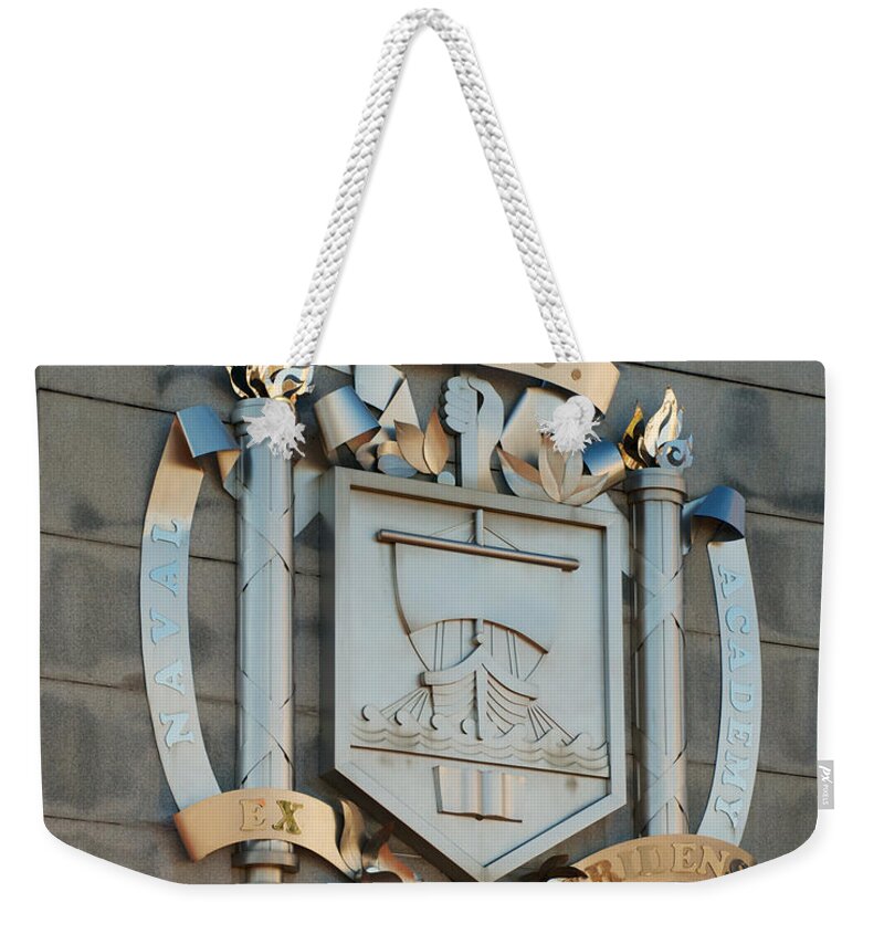 Academy Weekender Tote Bag featuring the photograph US Naval Academy Insignia by Mark Dodd
