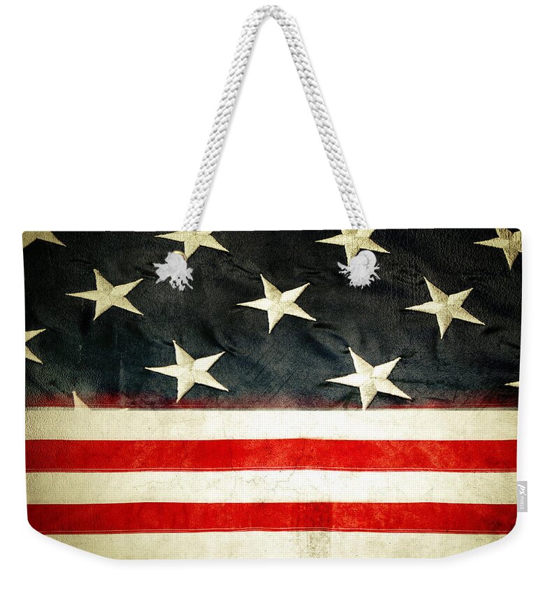 Flag Weekender Tote Bag featuring the photograph USA stars and stripes by Les Cunliffe
