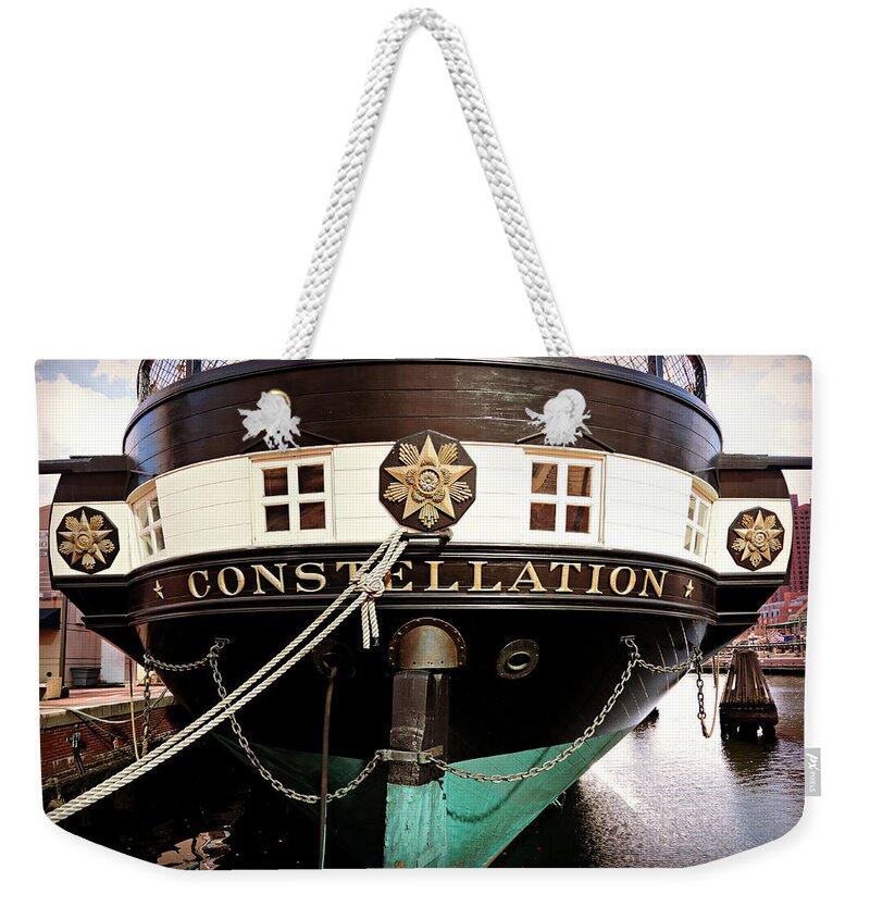 Constellation Weekender Tote Bag featuring the photograph USS Constellation by Stephen Stookey