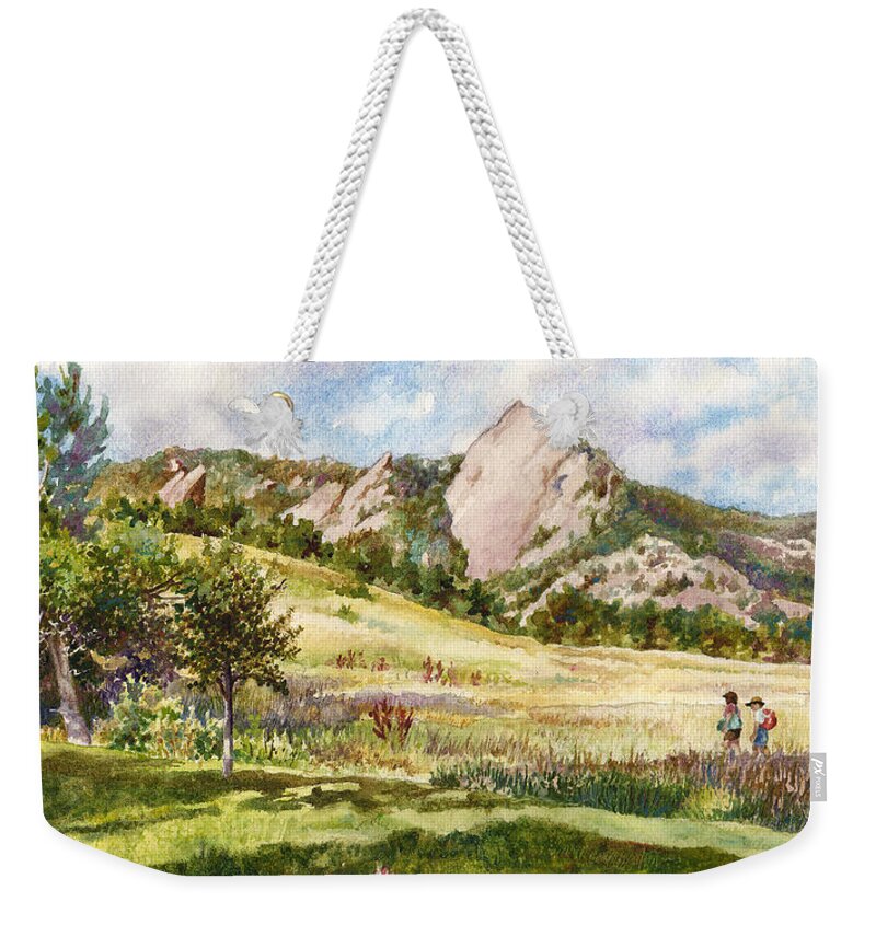 Chautauqua Colorado Painting Weekender Tote Bag featuring the painting Vacation at Chautauqua by Anne Gifford