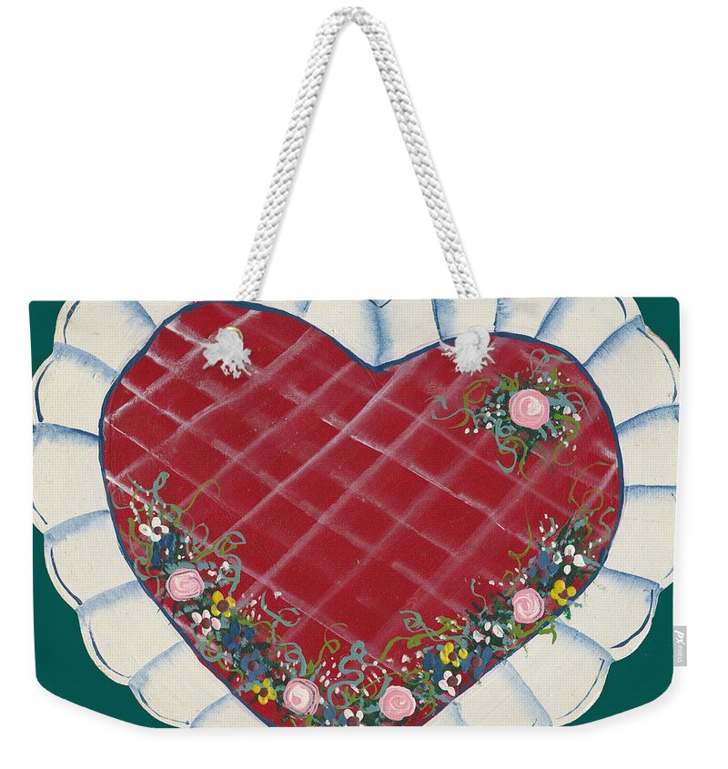 Valentine Weekender Tote Bag featuring the painting Valentine Heart by Barbara McDevitt