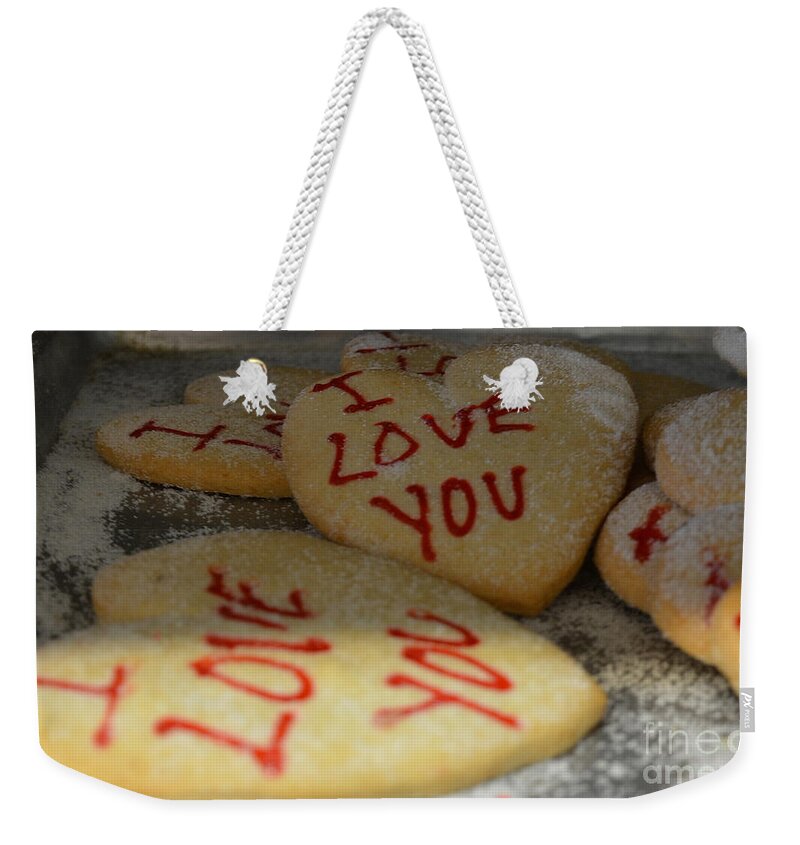 Valentines Weekender Tote Bag featuring the photograph Valentine Wishes and Cookies by Randy J Heath