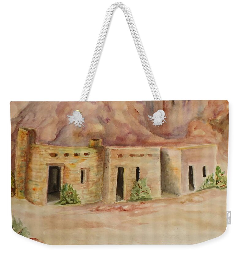 The Oldest Man-made Structures In The Valley Of Fire Weekender Tote Bag featuring the painting Valley of Fire Cabins by Charme Curtin