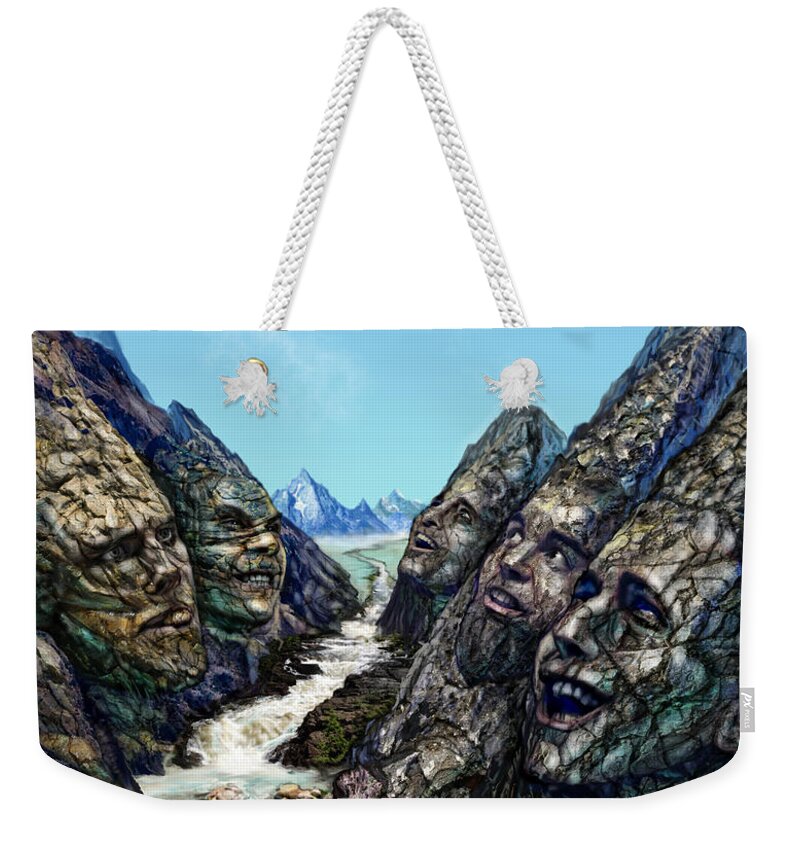 Expain Weekender Tote Bag featuring the mixed media Valley of the Absurd by Tony Koehl