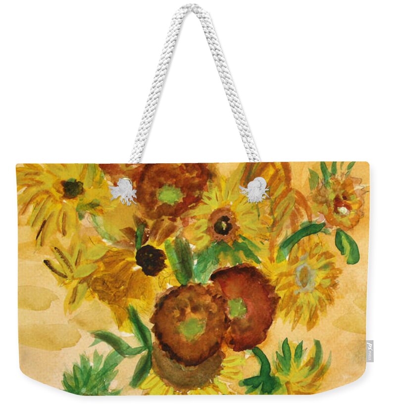 van Gogh Sunflowers in watercolor Painting by Donna Walsh - Pixels