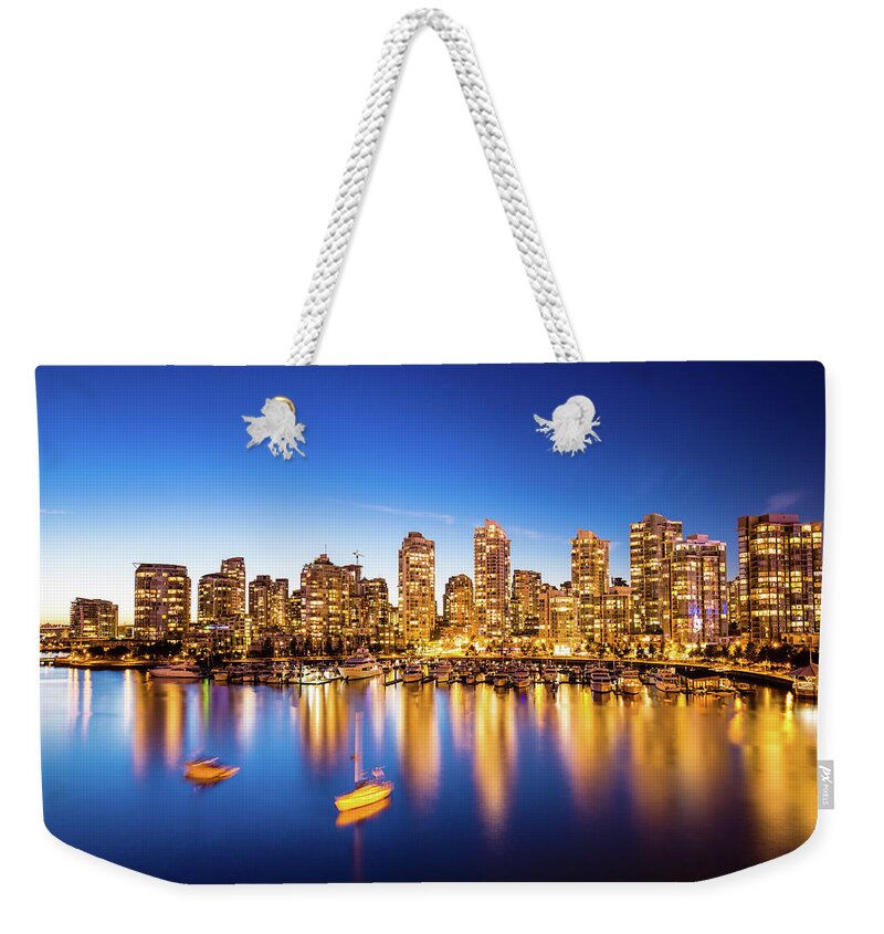 Downtown District Weekender Tote Bag featuring the photograph Vancouver Downtown At Night by Wan Ru Chen