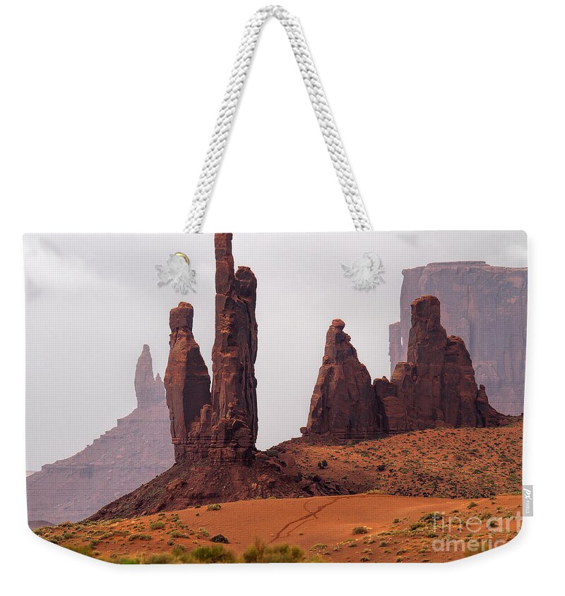 Red Rocks Weekender Tote Bag featuring the photograph Vanguards by Jim Garrison