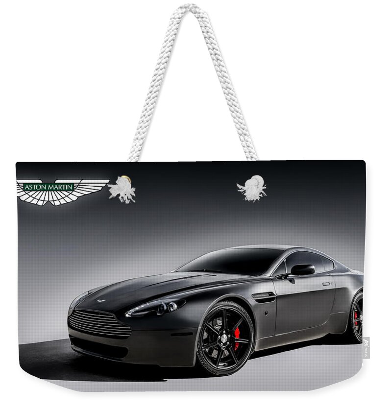 Aston Martin Weekender Tote Bag featuring the digital art Vantage V12 by Douglas Pittman