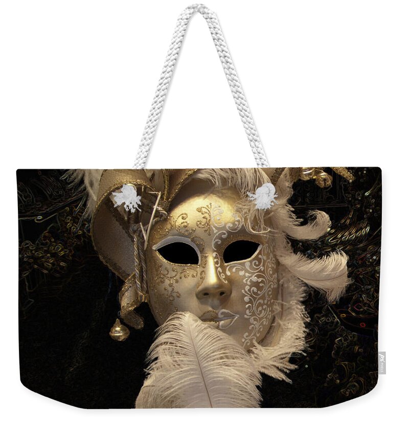 Mask Weekender Tote Bag featuring the photograph Venetian Face Mask B by Heiko Koehrer-Wagner